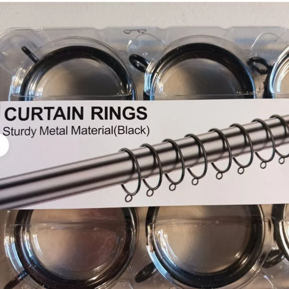 Curtain Rings with Eyelets 40 pcs Sturdy Metal Black 1.5 inch Inside Diameter